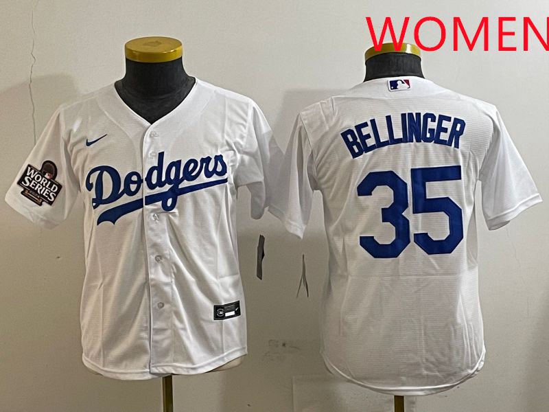 Women Los Angeles Dodgers #35 Bellinger White Game 2025 Nike MLB Jersey style 4